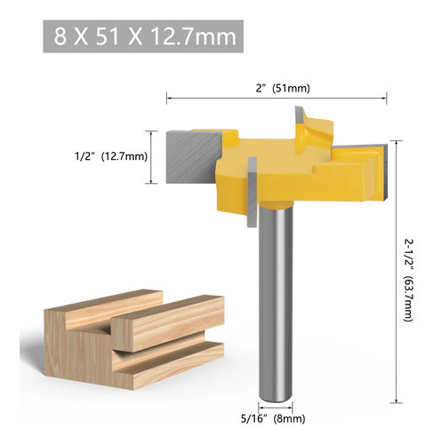 Fresa Router Para Madera Replano 51mm 12.7mm Vastago 8mm 1