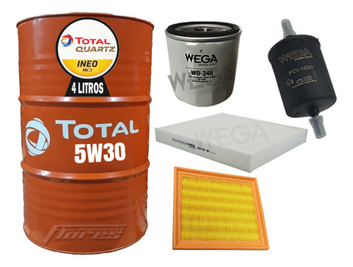Cambio Aceite Total 5w30 4l + Kit Filtros Vw Virtus 1.6 Msi 0
