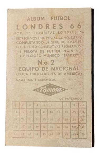 Tarjeta Coleccionable (n° 2) Equipo De Nacional-londres 66 1 Tarjeta Coleccionable (n° 2) Equipo De Nacional-londres 66 1