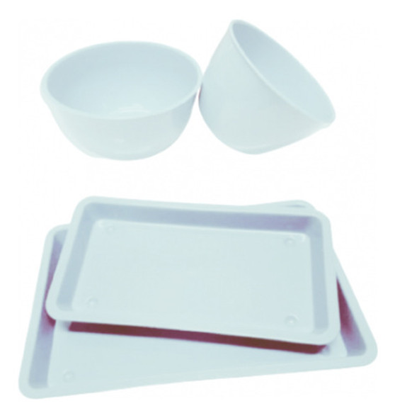 Kit Autoclavável Com 2 Bandejas E 2 Cubas - Branco Fava 0