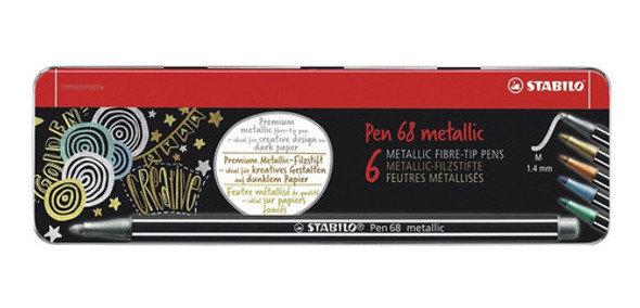 Stabilo 26826 Marcadores Fibra Pen 68 Metallic Lata X6 0 Stabilo 26826 Marcadores Fibra Pen 68 Metallic Lata X6 0