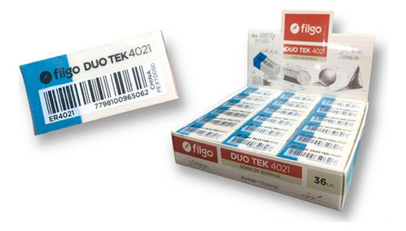 Goma De Borrar Lápiz Tinta Plástica Filgo Duo Tek Caja X 36 0