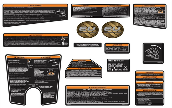 Warning Stickers for Yamaha FX Cruiser 2009 Jet Ski – Premium Laminated Vinyl