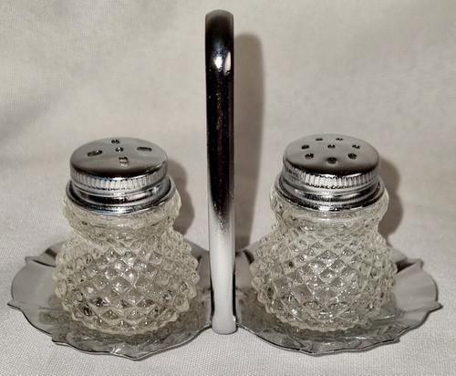Especiero Salero Pimentero De Mesa Metal Plateado Vidrio C22 0