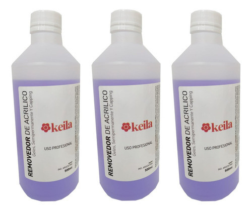 Removedor Acrilico De Uñas Con Acetona Keila 1000ml Pack X3 0