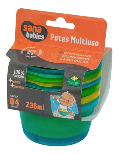 Potes Multiuso Papinha Alimentos 4 Unid Sana Babies ® Menino 1