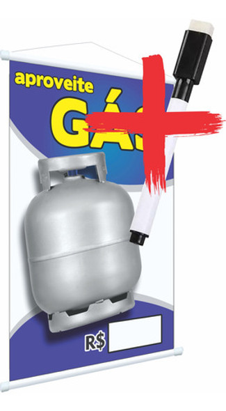 Banner Gás De Cozinha 1mx63cm Escreve E Apaga Editável 0