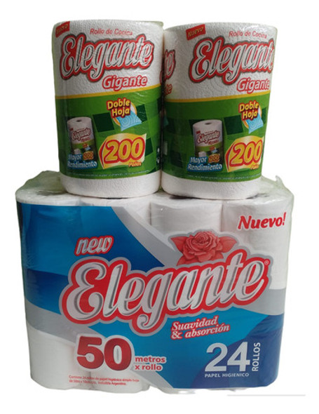 Higienico Elegante 50 Mts X 24 U + 2 Rollos Cocina 200 Paños 0