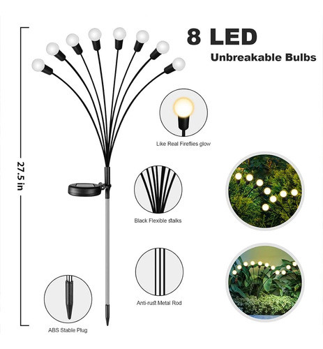 ~? Pearlstar 2 Pack 16 Led Solar Powered Swaying Lights, Sol 1