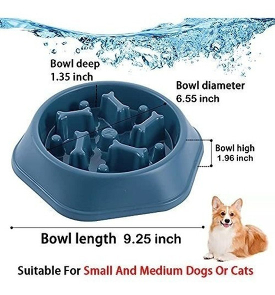 Comedero Para Perro De Comida Lenta Mediano Azul 1