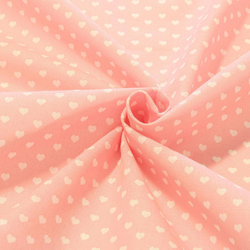 1 Metro Tecido Tricoline Estampado Coracao Branco Fundo Rosa 0