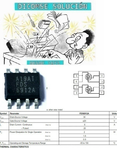 Integrado Fds6912a Fds6912 Sop8 Dual N Channel Logic Level 1