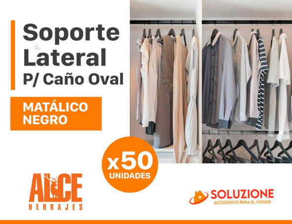 Soporte Lateral Para Caño Oval Perchero Negro X 50 Unidades 1
