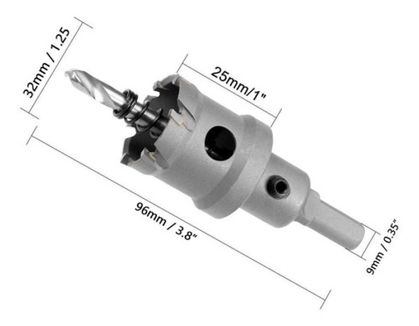 Mecha Copa 32 Mm Sierra De Tungsteno Tct P/ Metales Guiller 1