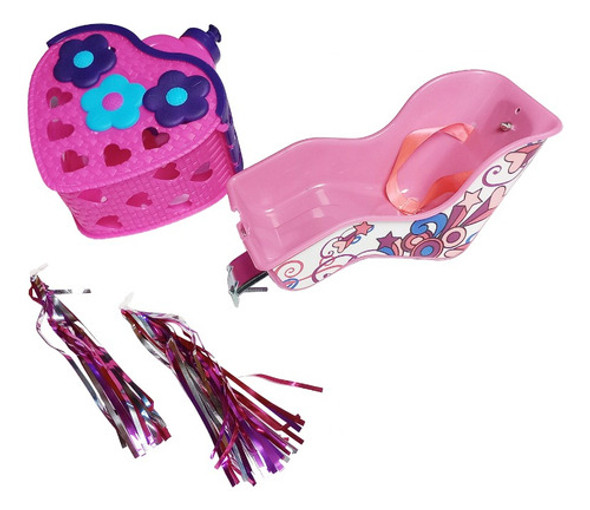 Canasto Corazon Flecos Y Porta Muñeca Para Bicicleta Niña 1 Canasto Corazon Flecos Y Porta Muñeca Para Bicicleta Niña 1