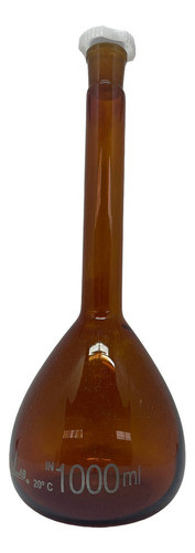 Balão Volumétrico Âmbar Fundo Chato Rolha Polietileno 1l 0