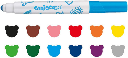 Marcadores Carioca Baby Facil Agarre Infancia X12 No Toxico 1