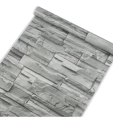 Papel Adhesivo Empapelar Similar Piedra Gris Lavable 1