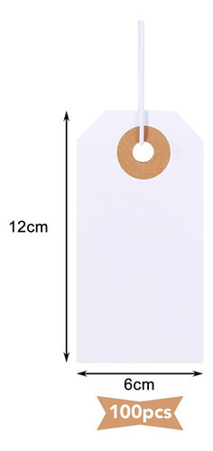 100 Peças Etiquetas De Presente Com Corda Pendurada 12x6cm 1