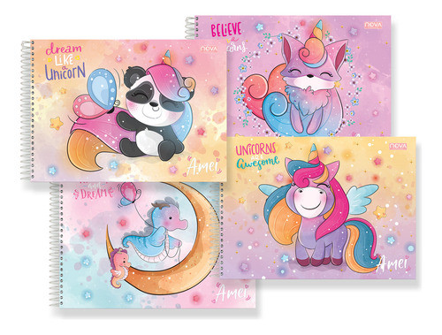 Caderno De Desenho Escolar Arame Espiral Coleção Amei 0