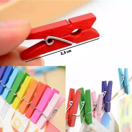 500 Unidades Mini Pregador Prendedor Madeira Coloridos 2,5cm 1