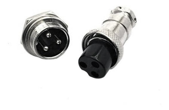 100 X Conector Mike 3 Vias Macho / Fêmea (par) Promoção 1