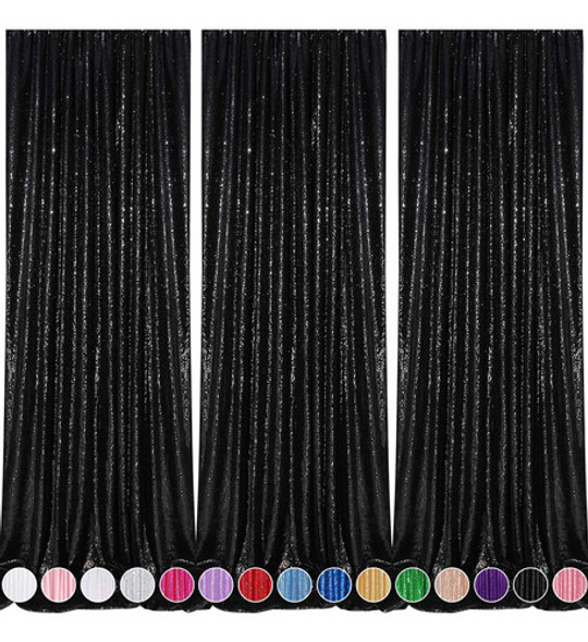 Telón De Fondo Queendream, Lentejuelas Negras, 60 X 240 Cm, 0