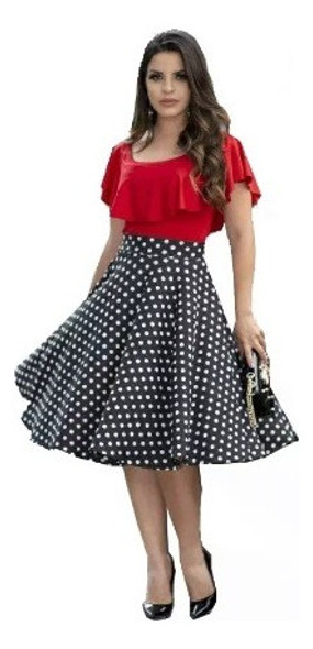 Saia De Bolinhas Anos 60 Vintage Gode 1