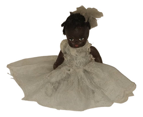 Antigua Muñeca Pasta Articulada Negrita De La Suerte Famil 0