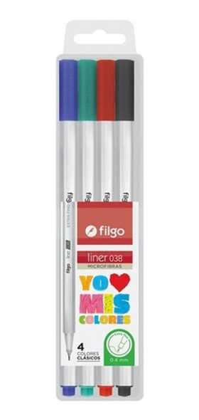 Marcador Microfibra Filgo Liner 038  X4 Colores Clasicos 0 Marcador Microfibra Filgo Liner 038  X4 Colores Clasicos 0