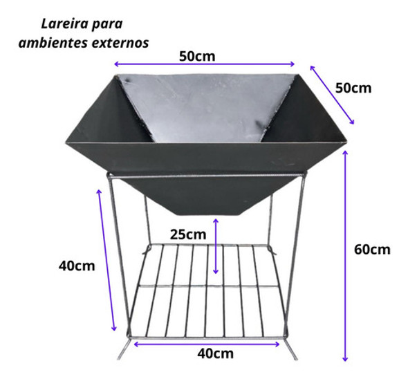 Aquecedor Externo Jardim Lareira C Suporte P Lenha 50x50cm 1