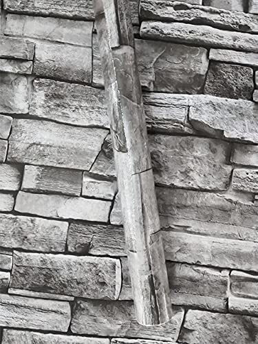 Vinilo Decorativo P/pared Piedra Rustica Gris  45 X 600cm 1