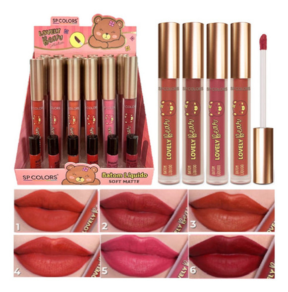 24 Batom Liquido Matte Lovely Bear Sp277 Sp Colors Atacado 1
