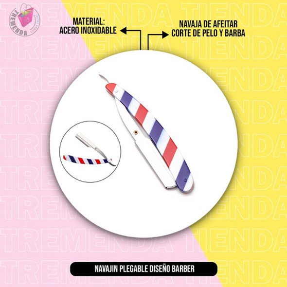 Navajin Plegable De Metal Diseño Barber Para Peluqueria 1