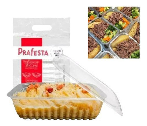 48un Pote Descartavel 350ml Freezer Microondas Marmita Fit 1