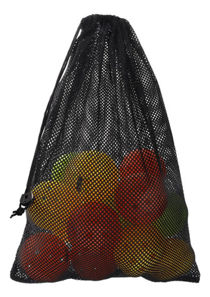 Bolso De Malla Deportes Con Cordón, 45x30 Cm, Negro 0