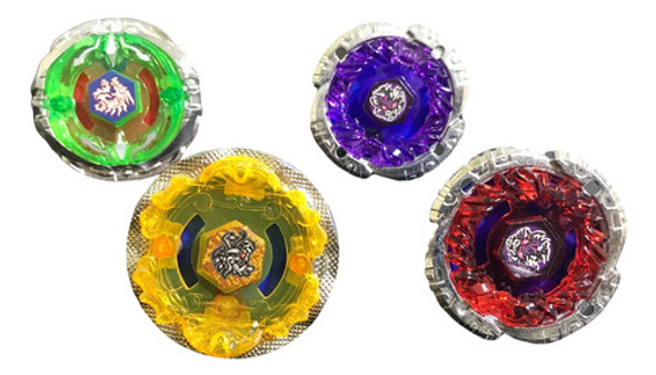 Kit C/ 2 Beyblade Luz De Led Tornado Aro De Metal + Lançador 0