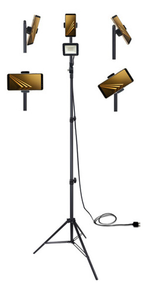 Tripé C/ Suporte D/celular Universal Telescópico C/ Holofote 0