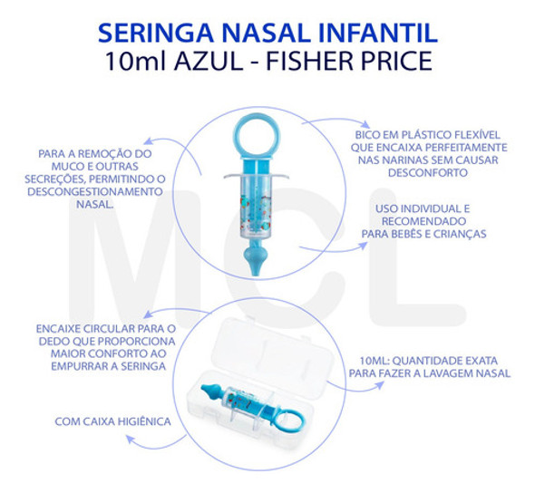 Seringa Lavagem Nasal Bebê Infantil Fisher Price 10ml 1