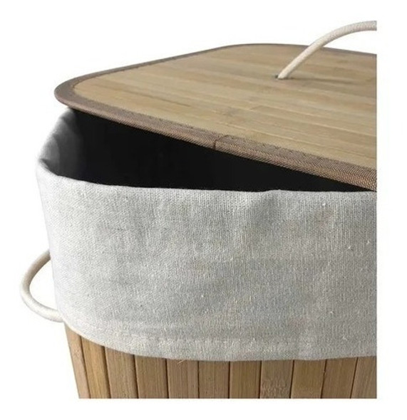 Cesto Plegable De Bambu Rectangular Vonne Con Funda Y Tapa 1