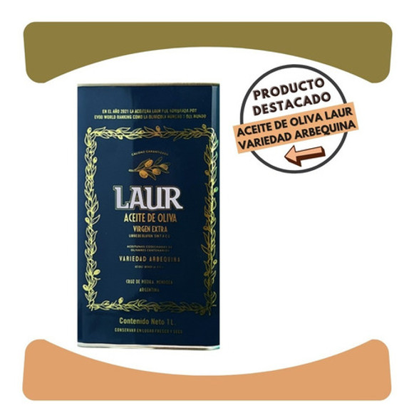 Aceite De Oliva Extra Virgen Lata Laur 100% Arbequina 1 L 0