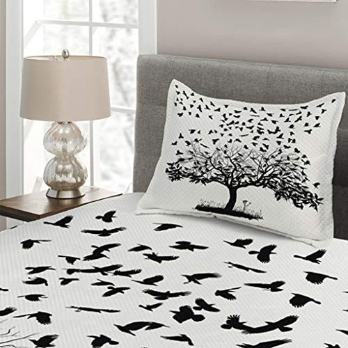 Conjunto De Cobertor Lunarable Birds Tamaño Doble, Bandada D 1