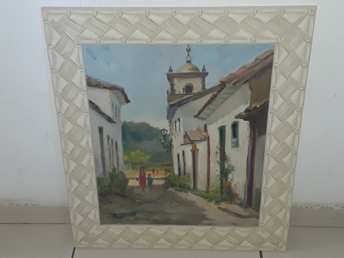 2104- Salvador Rodrigues. Ost 51x59cm C/mold. Rua Do Fogo. 1