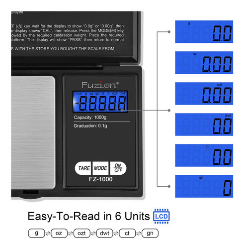 Balanza De Bolsillo Fuzion Precision 1000 G/0,1 G De Acero I 1