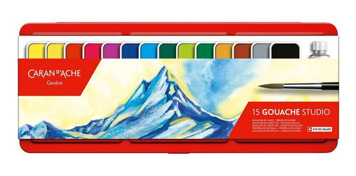 Tinta Gouache Caran D´ Ache Studio 15 Cores Em Pastilha ª 1
