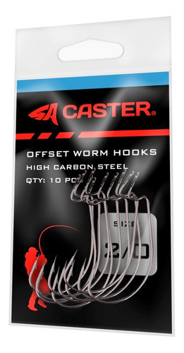 Anzuelos Offset Caster  2/0 Para Señuelos De Goma 0