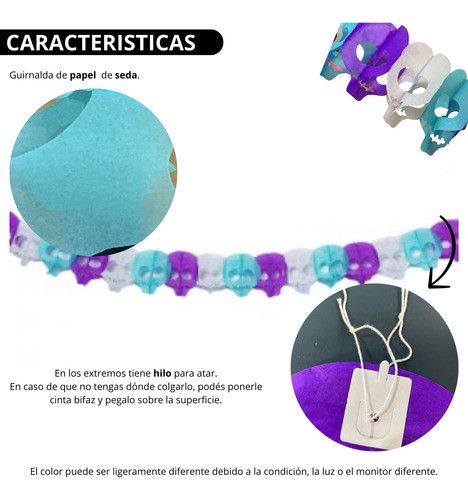 Guirnalda Banderin Craneos Colores Calaveras Noche Brujas 1