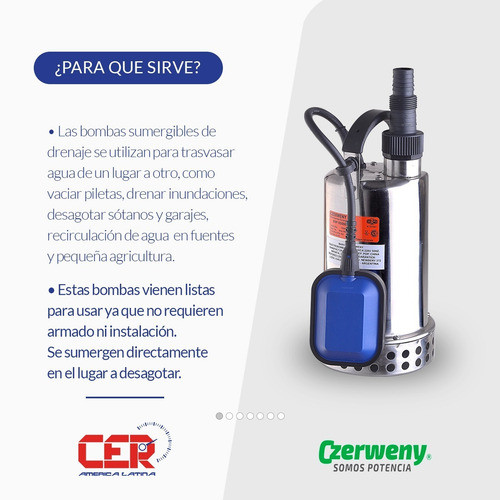 Bomba Sumergible Desagote Czerweny 0,5 Hp Aguas Claras 220v 1