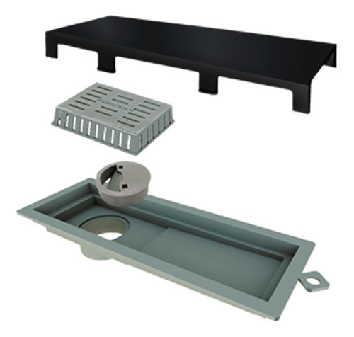 Desagüe Ducha Lineal 25cm Receptáculo Tapa Acero Negro Mate 0