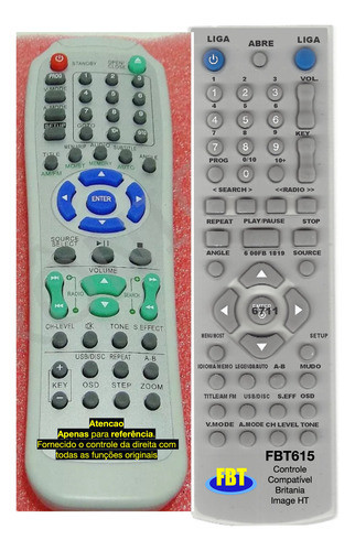 Controle Remoto Britania Homet 240 Usb Fbt 615 0